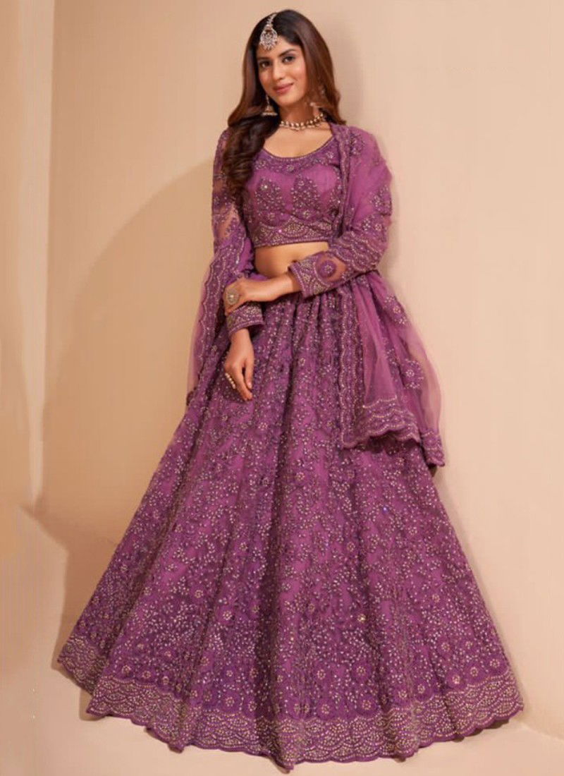 Magenta Colour Bridal Heritage Colour Splash Alizeh New Latest Designer Wear Net Lehenga Choli Collection 1003 G